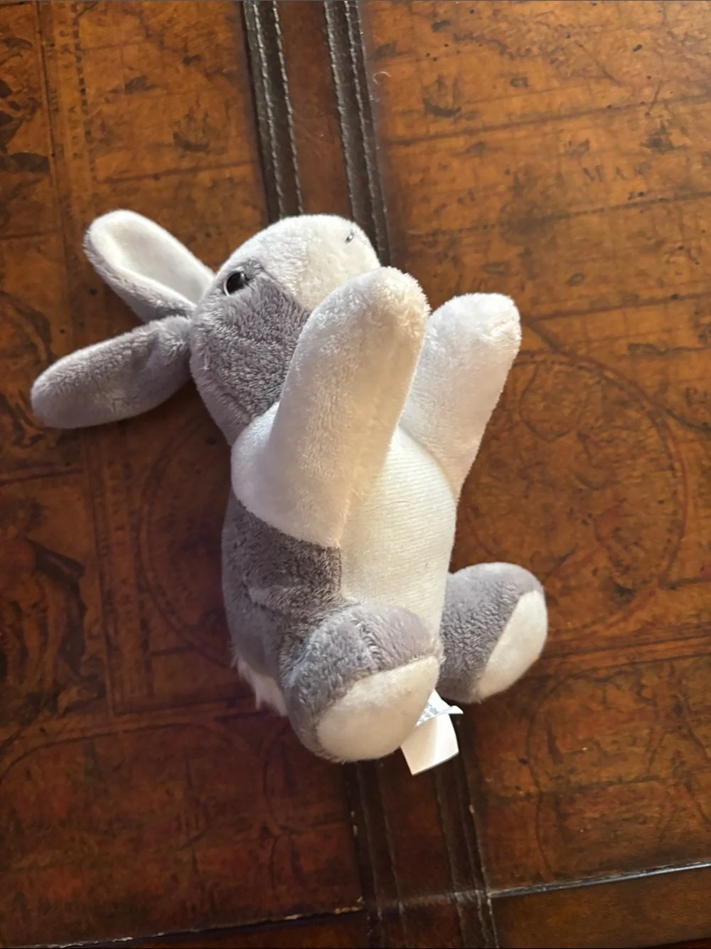 Plush Grey and White Bunny Stuffed Animal.